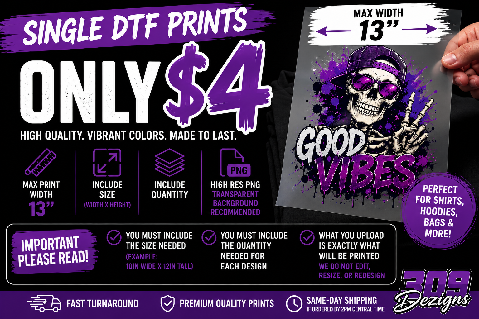 $4 DTF Single Prints